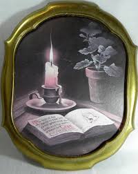 Very Old Vintage Home Interiors Candle And Bible Wall Art With Gilt Frame By Newprairiestore Home Interior Candles Bible Wall Art Candle Tattoo