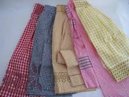 Hand embroidery stitch lessons with step by step illustrations, patterns, projects and a bit of history. Lot Vintage Gingham Checks Kitchen Aprons W Cross Stitch