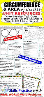 Circumference Area Of Circles Bundle Task Cards Word Problem Solving Puzzles Word Problems Problem Solving Task Cards