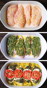 Basil Pesto Tomato Mozzarella Chicken Bake Health Dinner Recipes Health Dinner Food