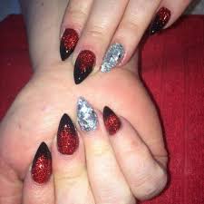 Red Black And Silver Glitter Nails Stiletto Glitter Red Black Silver Bling Red And Silver Nails Stiletto Nails Black Nails