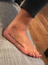 Script Foot Tattoo Outside Right Foot Hand Written Tattoos Foot Tattoos Writing Tattoos