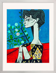 Oktober 1881 in málaga, spanien; Pablo Picasso Bild Madame Z Jacqueline Mit Blumen 1954 Gerahmt Ars Mundi
