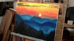 Paint A Mountain Sunset In Acrylics Youtube