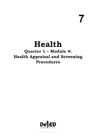 Health learner's module · teaching guide 2 · teaching guide 3 · teaching guide 4 Health 7 Module 4 Health Appraisal And Screening Procedures Grade 7 Modules
