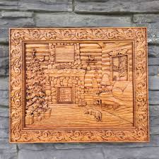 Wood Carving Cnc Routing Carving Wood Carved Picture Carved Chery Hunting Wall Hanging Firepit Fireplace Decor Home De Wood Carving Custom Wood Carving