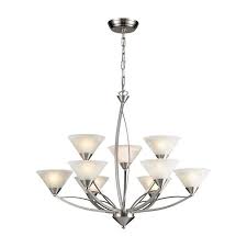 Westmore Lighting Beckett 9 Light Satin Nickel Modern Contemporary Chandelier Lowes Com In 2020 Contemporary Chandelier Light Satin Elk Lighting