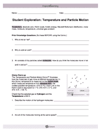 Add atoms to the larger balance until it registers the same number (in g). Temperature And Particle Motion Gizmo Answer Key Fill Online Printable Fillable Blank Pdffiller