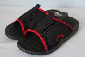 new boys flip flops size large 2 3 red black slides