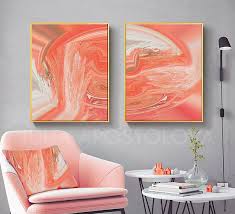 Set Of Two Prints Coral Color Wallart Coralprint Art Decor Abstract Prints Setoftwo Setof2 Paintings Coral Color Decor Colorful Decor Wall Canvas