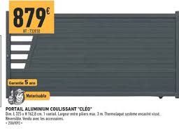 Offre Portail Aluminium Coulissant Mood Chez Brico Cash