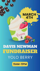 Gummy bears, fruit, boba, and more! Load up your froyo cup at Yolo Berry  any time between 11am-11pm tomorrow (3/4) and mention Davis Newman to  support our programs! 🙌🏼 , See you at the Newman Center ...
