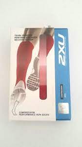 2xu Men S Ma2442e Compression Performance Run Socks Red Gray Size Large 2xu Socks Athletic Socks