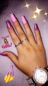 Acrylic Nails Pink Coffin Glitter Baby Pink Girly Pink Nails Pink Acrylic Nails Long Acrylic Nails