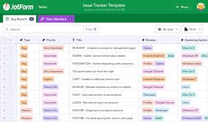 To be able to use these models correctly, you must first activate the macros at startup. Issue Tracker Template Jotform Tables