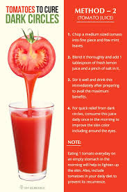 Method 2 Tomato Juice Not Only Topical Application But Also Consuming Tomato Will Help To Cle Dark Circles Eye Wrinkles Remedies Coffee Health Benefits