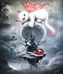 Fairy Dragon Kitty And Castleadorable For A Child S Room Etsy Kitten Art Cat Art Fantasy Art