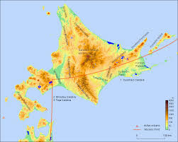 The map of the island is divided into 3 main sections, area 1 , area 2 , and area 3 , with the volcano in the center. Miss Akan Or Meakandake Or Me Akan Volcano Hokkaido Japan