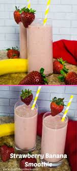 An Easy And Healthy Smoothie For Kids And Adults Made Without Yogurt Milk Based Banana Smoothie Strawberry Banana Smoothie Recipes Strawberry Banana Smoothie