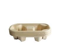 Biodegradable disposable two-compartment sugarcane coffee cup holder