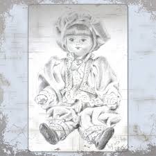 Pencil Sketch Of A Porcelain Doll From Italy Illustration Porcelain Dolls Art
