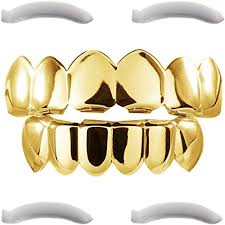 Grillz sets, lower grillz, upper grillz. Amazon Com 24k Plated Gold Grillz For Men And Women Mouth Top Bottom Hip Hop Teeth Grills 2 Extra Molding Bars 1 Microfiber Cloth Jewelry