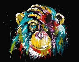 Confused Monkey Paint By Numbers Kit For Adults Diy Painting Diy Canvas Wall Art Acrylic Painting Canvas
