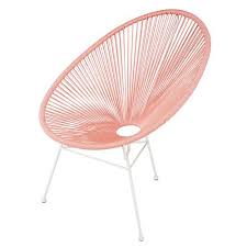Fauteuil En Fil De Resine Rose Poudre Et Metal Blanc Maisons Du Monde Fauteuil Jardin Fauteuil Copacabana Fauteuil