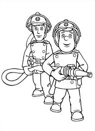Horses coloring page to print and color : Fireman Sam And Elvis Cridlington Together Hold The Hose Coloring Page Coloring Sky