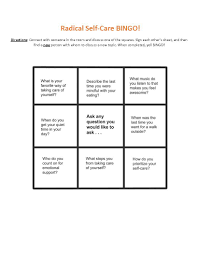 Many adults are now juggling full time work and full time homeschooling. Self Care Bingo Children S Health Alliance Of Wisconsin
