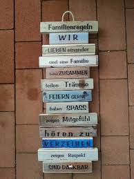 Holzschild Wanddeko Familienregeln Blau Holzschilder Familienregeln Bilder Selbst Gestalten