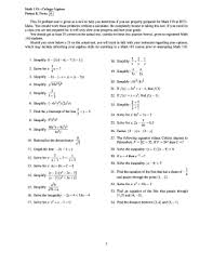 A mathematical proof of a proposition is a chain of logical deductions leading to the proposition from a base set of axioms. College Algebra Pretest Fill Online Printable Fillable Blank Pdffiller