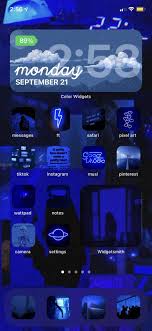 Ios 14 Home Screen Layout Ideas Blue Aesthetic Iphone Home Screen Ideas Homescreen Ios App Iphone Homescreen Layout