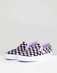 Vans Vans Fluffy Lilac Checkerboard Slip On Trainers Slip On Trainers Vans Classic Slip On Sneaker Vans
