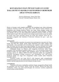 Check spelling or type a new query. Top Pdf Kefahaman Dan Pengetahuan Guru Dalam Pentaksiran Kemahiran Berfikir Aras Tinggi Kbat 123dok Com