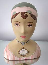 Female Mannequin Head Hat Stand French Art Deco Style Hand Painted Art Deco Fashion Mannequin Heads Hat Stands