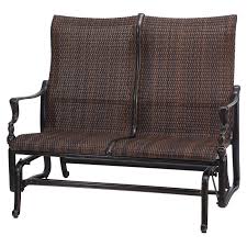 Cast from durable and lightweight aluminum, the benches and glider all feature an elegant pattern that has detailed scroll work and rests upon four legs. Seasonal Concepts Bel Air Cast Aluminum Woven Loveseat Glider By Gensun Seasonal Concepts
