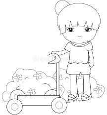 Rustic watering cans for sale. Girl With Her Scooter Coloring Page Stock Illustration Illustration Of Elementary Cartoon 53482185
