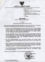 Surat Edaran Bupati Lombok Timur Terkait Virus Corona