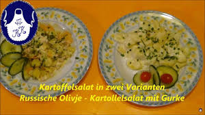 Kartoffelsalat In Zwei Varianten Russische Olivje Und Kartoffelsalat M Kartoffelsalat Mit Gurke Kartoffelsalat Gurke