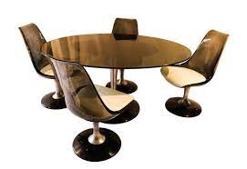 Set of 3in the style of eero saarinen. Vintage Acrylic Glass Tulip Dining Table Four Chromcraft Chairs Set Mary Kay S Furniture