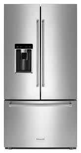 The doors can be opened and closed either separately or together. Kitchenaid 2 Piece Kitchen Package 23 8 Cu Ft Countrer Depth French Door Refrigerator In Stainless Steel Costco