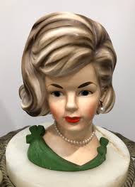 Vtg 1960s Parma Lg LADY HEAD Vase in Pearls