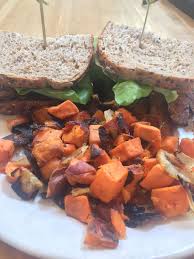 Brus sels sprout, but ternut squash, cauliflower, white bean, pomegranate, toasted mulberry, horseradish vinaigrette. True Food Kitchen Newport Beach California Restaurant Happycow