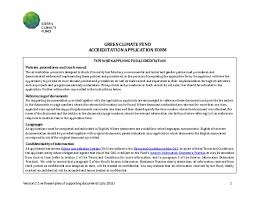 The act of putting something to a special use or purpose: Accreditation Application Form Green Climate Fund