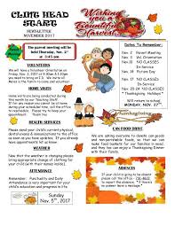 Clint Head Start Newsletter Nov news
