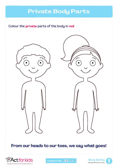 Our Private Body Parts Worksheet - Emmy & Friends