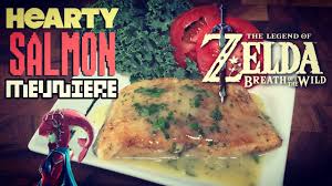 Salmon meunière is a meal in breath of the wild.it can be cooked over a cooking pot and requires specific ingredients to make. How To Make Hearty Salmon Meuniere From Zelda Breath Of The Wild Youtube