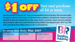 Baskin Robbins 1 Off Any Order Of 4 Printable Coupons Free Printable Coupons Baskin Robbins