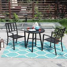 Find great deals on ebay for patio table and chairs. Phi Villa Metal Patio Bistro Set 3 Piece Outdoor Table And Chairs Set Overstock 32677125